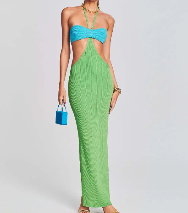 knit maxi dress with sleeves Juno Knitted Long Sleeved Maxi Dress ‍ ️Mermaid Way Black / M main image 1