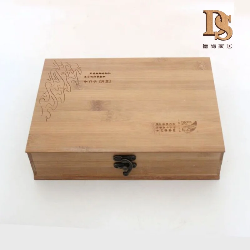Роскошная прямоугольная бамбуковая книжная деревянная чайная коробка промышленного дизайна Персонализированная сосна для вина и
