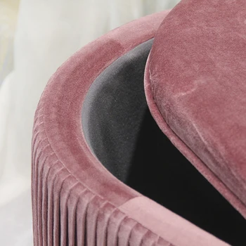 HStex Big Velvet Single Sofa Furniture Sofa Pouf Foot Stool With Storage Bedroom Room pink Ottomans Bench
