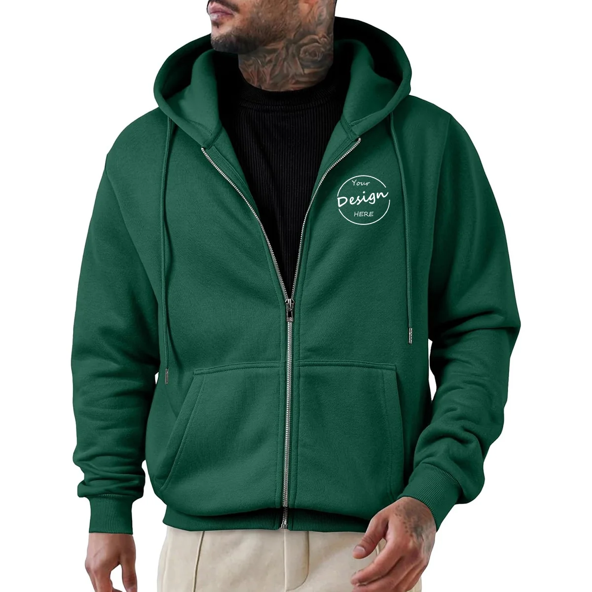 JL1104B 480GSM Thick French Terry Satin Lined 3D Puff Printing Oversized Cotton Polyester Hoodie