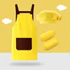 Children's painting three-piece suit-yellow coffee hat sleeve
