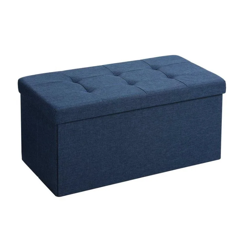 Factory Customized Modern Linen Stool Seat Design Folding Ottoman Storage Bench With Drawer
