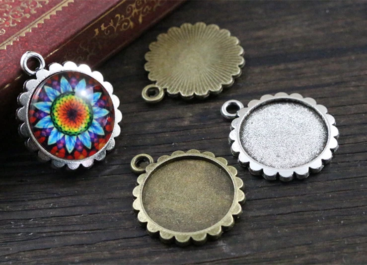10 Basi Per Ciondoli Fai Da Te – Lunetta Rotonda In Metallo 18x25mm – Vuote Per Cabochon E Resina – Colore Nero