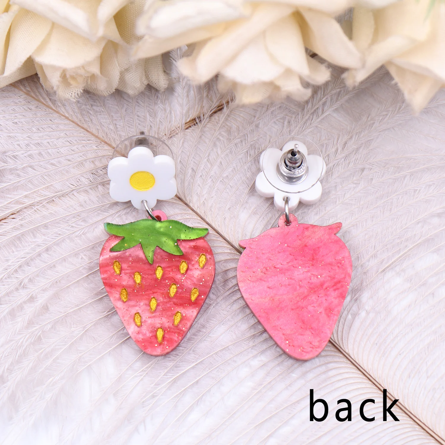 ERS266ER1600 1pair The new listing CN Drop strawberry Hand Painting Design cute Acrylic earrings Jewelry for women manufacture