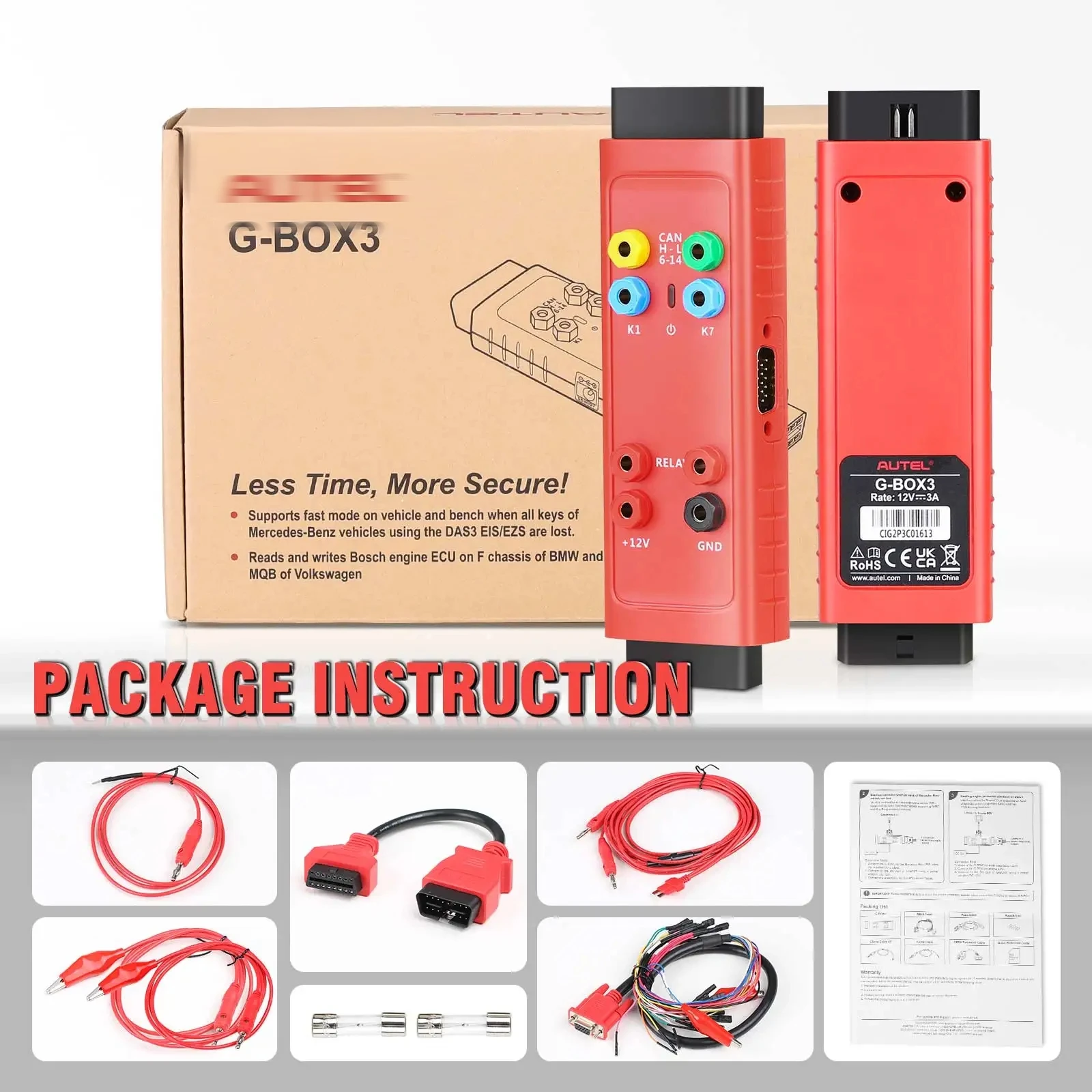 GBOX3 Key Programming Tool G-BOX for Mercedes-Benz BMW Toyota 4A All Key Lost Work Key Programmer With KM100/ IM508/ IM608