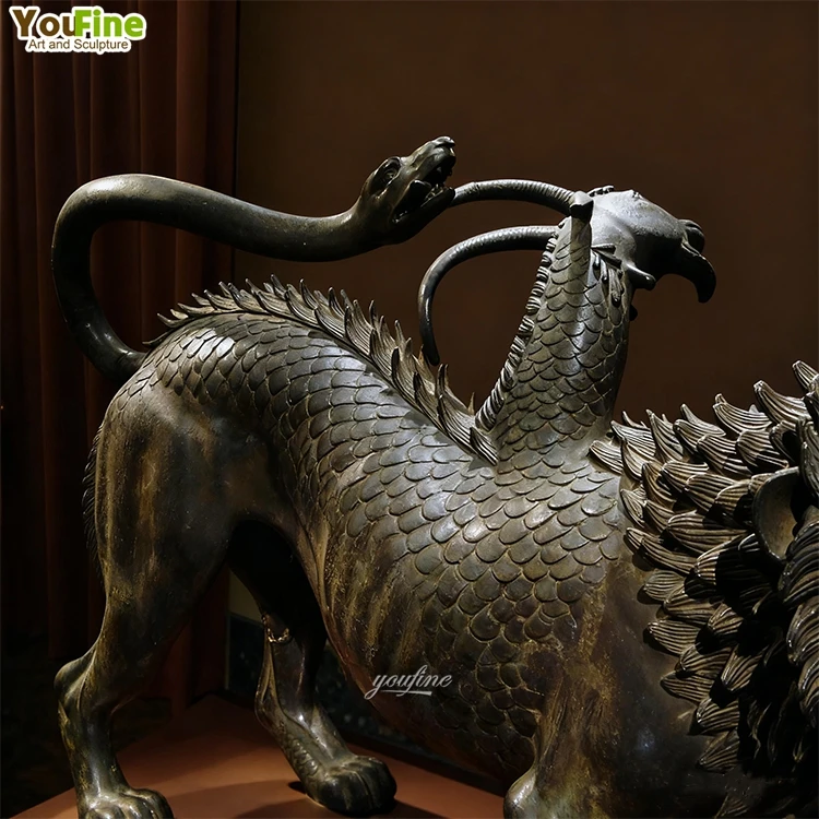 YOUFINE Garden Decor Classical Life Size Bronze Chimera of Arezzo Sculpture Etruscan Chimera Statue
