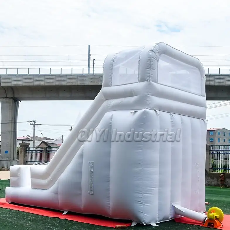 Bouncy Castle with Slide White Bouncy House Inflatable Bouncer Jumping Castle with Slide for Kids