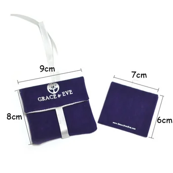Hot Sell Custom Silver logo Dark Purple Envelope Jewelry Pouch with Necklace Earring Insert Pad