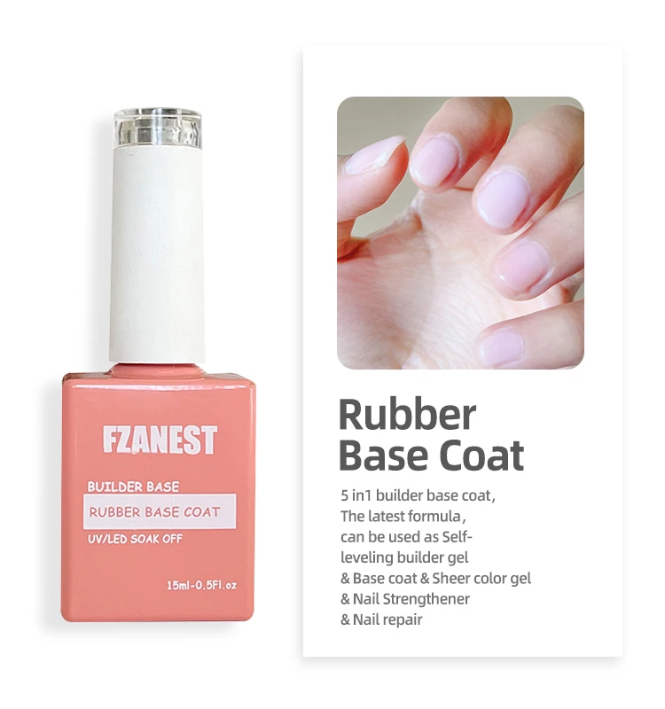 FZANEST Rubber Base Gel For Nails Builder Base Clear Sheer Color