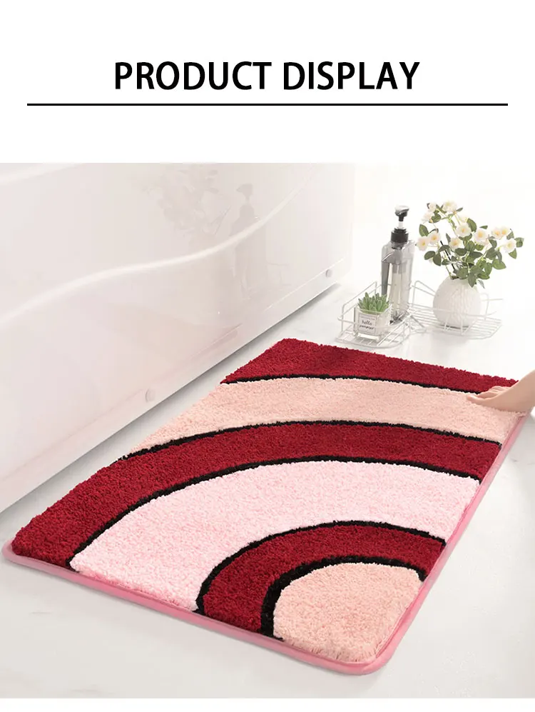 Special Design Soft Shaggy Microfiber Non-slip Bottom Bathroom Mat Thick Microfiber Toilet Bath Mat For Home supplier