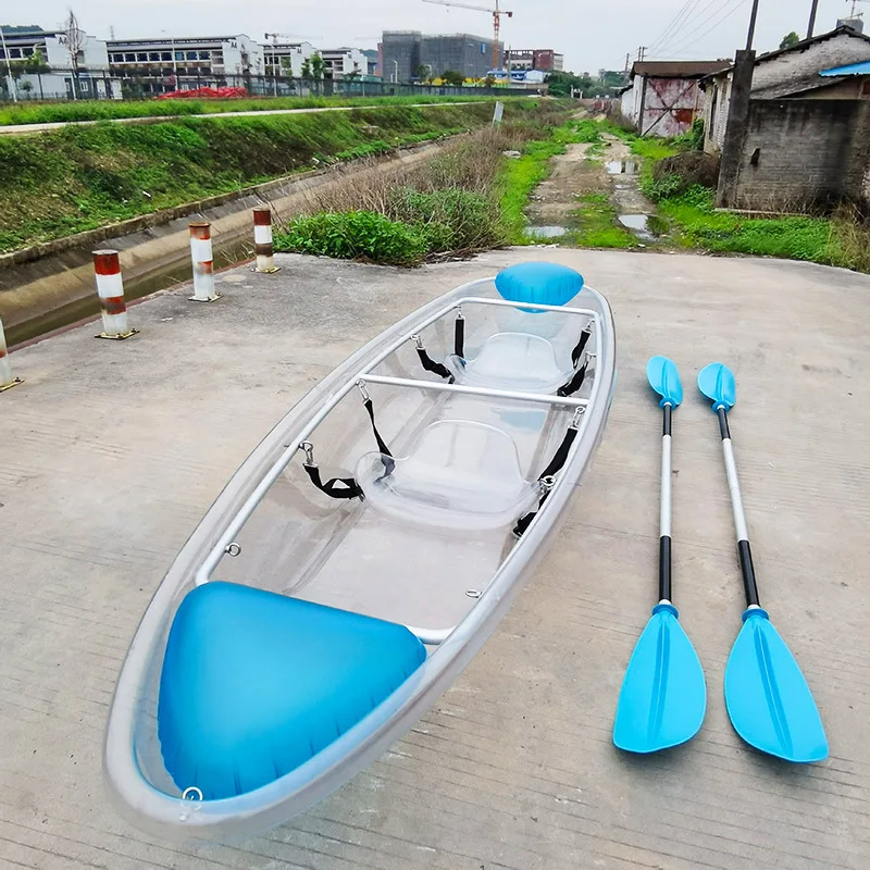 Clear Canoe Plastic Modular Boats 2 Person Clear Glass Kayak Transparent Kayak With Paddle
