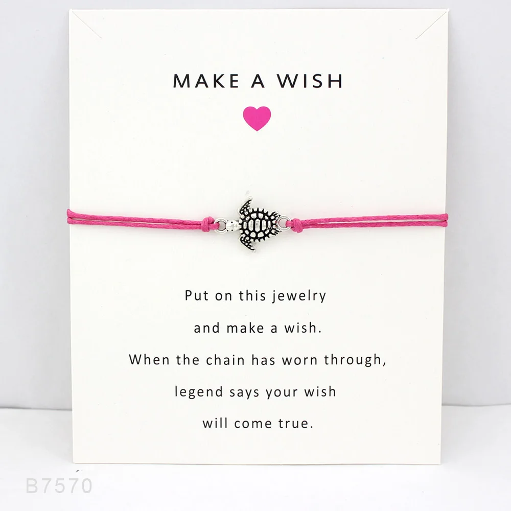 Регулируемый Шарм в виде зеленой морской черепахи, сделай пожелание, модные браслеты ручной работы