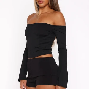 High Quality Women's off Shoulder Long Sleeve Slim Fit T-Shirt Casual Fitness Plain Blank Design Breathable Tops