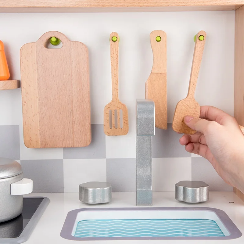 Белый большой деревянный кухонный шкаф детский набор