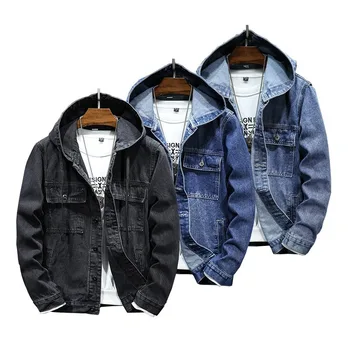 The fashion style of hat design Men's denim jacket Cotton casual slim-fit jacket man Hat denim jacket