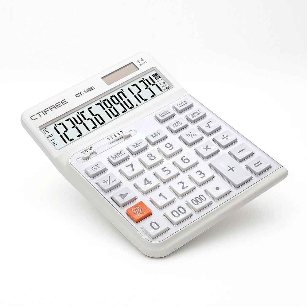 2024 Ctifree Big Calculator Keyboard 14 Digit Dual Power Handheld 2 Degrees Tilt Angle Large Electric Calculator for Diary