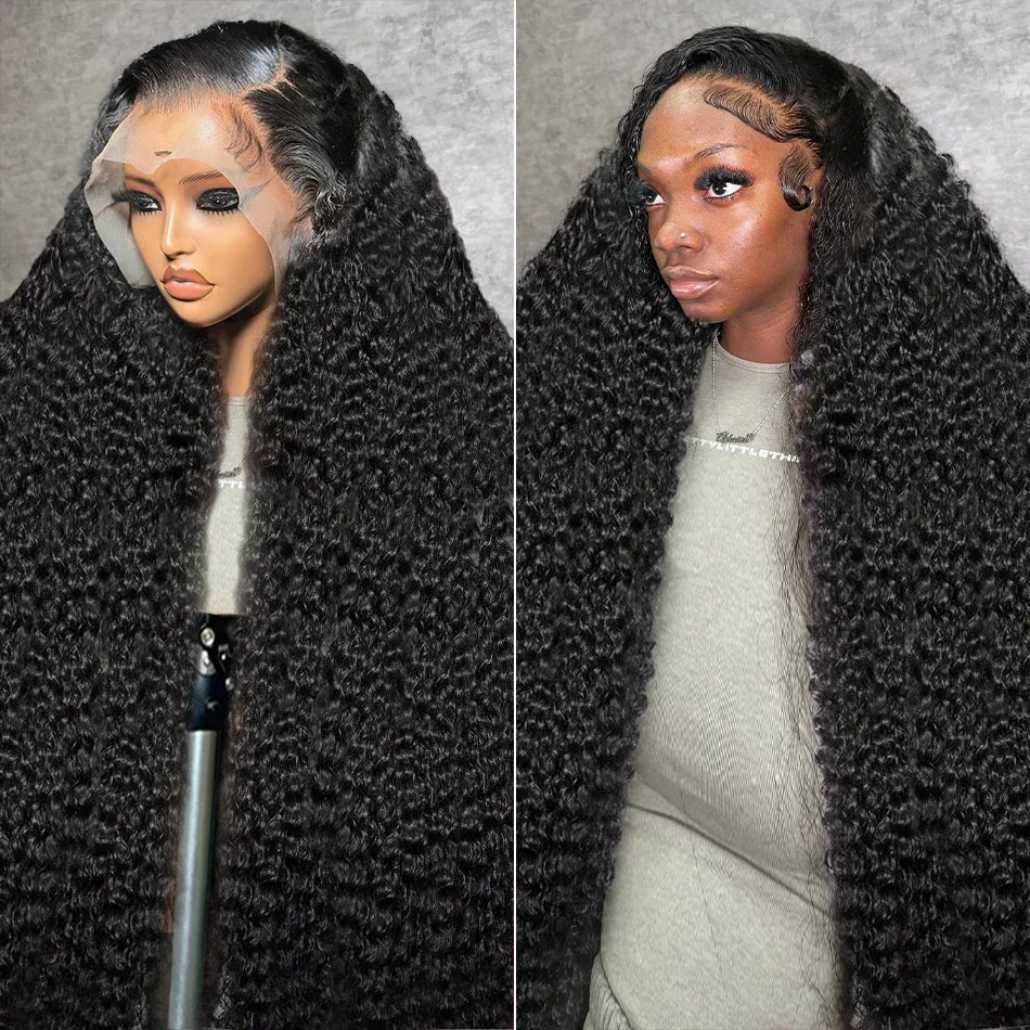 Parrucca frontale trasparente con onde profonde e sciolte da night club, HD Lace Water Curly Human Hair, chiusura in pizzo 5x5, per donne_voghion.com