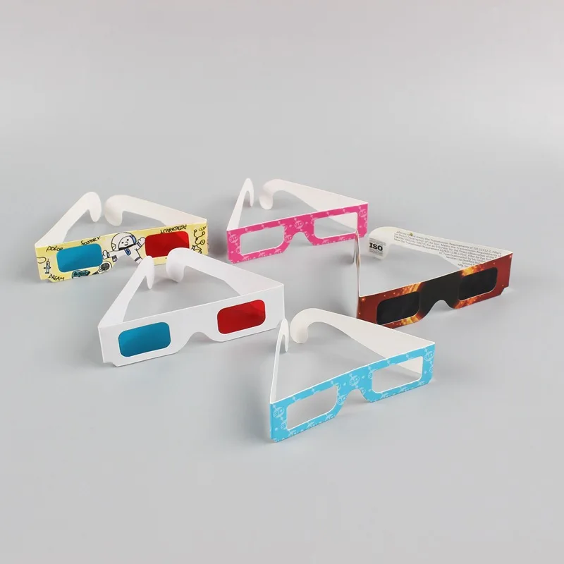 Best Selling Customize Fireworks Paper Cinema Diffraction 3d Red Blue Cyan Glasses Solar eclipse with OEM logo