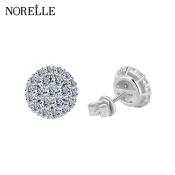 Fine Jewelry S925 Sterling Silver Round Shape Stud Earrings for Women 1Ct Carat Moissanite Wedding Earring Bridal Studs Elegant