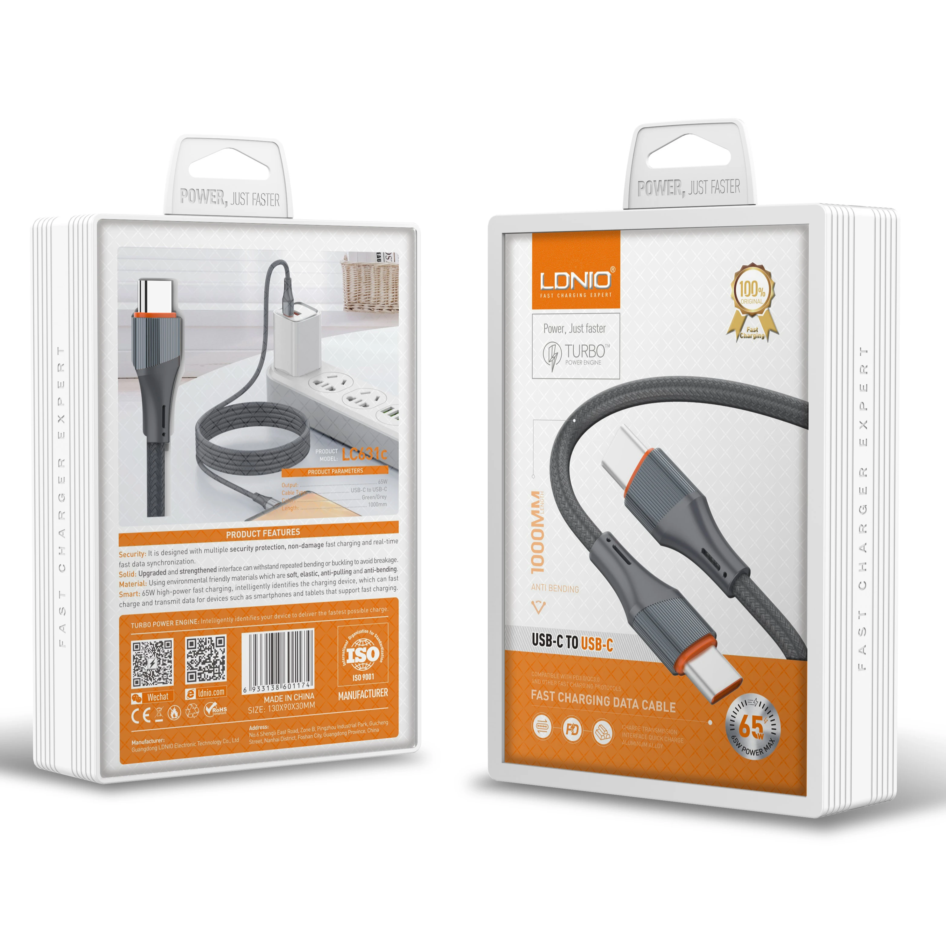 LDNIO LC631C Wholesale Original Date Cable for Samsung Super Quick Charging Cable Custom Logo Long TYPE C PD Fast Charging Cable
