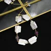 GB0204C-12 Pulsera de perlas barrocas cuadradas blancas