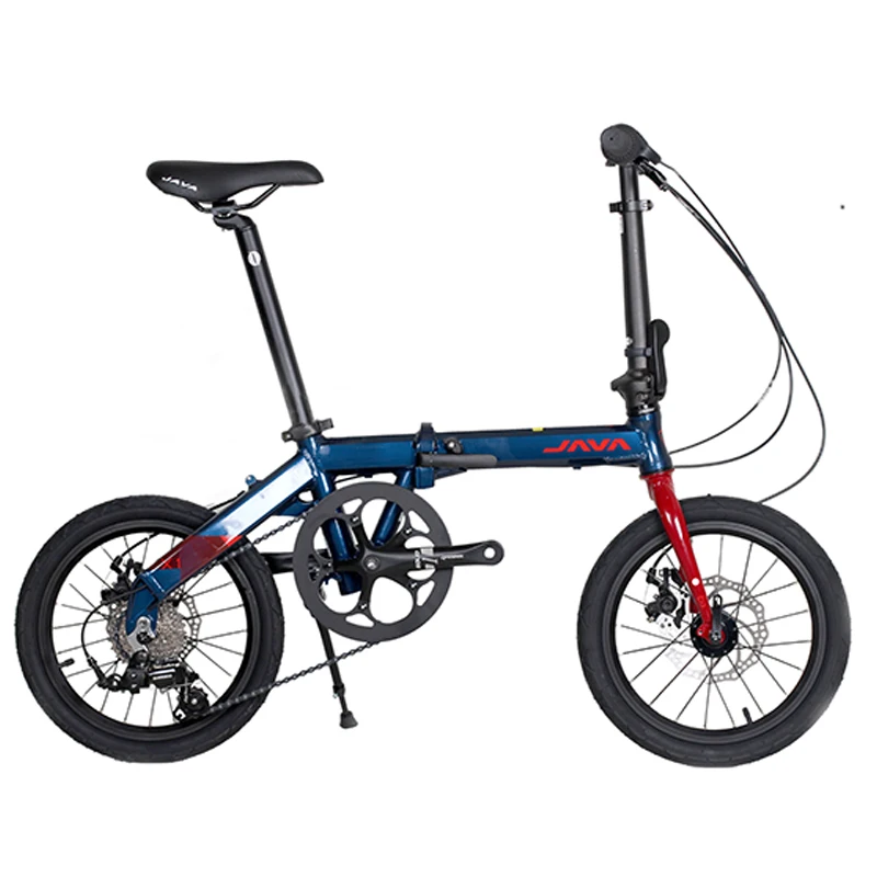 Java Folding Bicycle X1 7 Speed Disc Brake Foldable Bike 16 Inch Mini Cycling Aluminum Alloy Frame Bearing Wheel Set Adult Sport