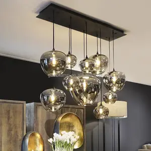 Modern Kitchen Island Smoke Grey Glass Ball Hanging Lamp Restaurant Decorative Nordic Modern Glass Pendant Light