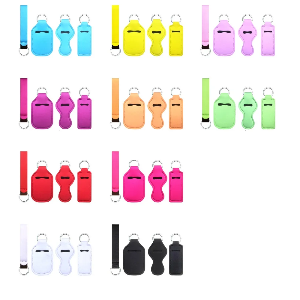 Neoprene Keychain And Hand Sanitizer Holders Chapstick Holder Keychains