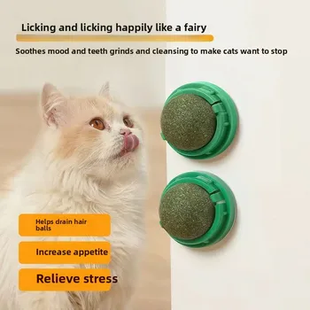 Rotating Catnip Ball Toy for Kittens Plastic Self-licking Feature Teeth Cleaning & Music-Licking Supplies