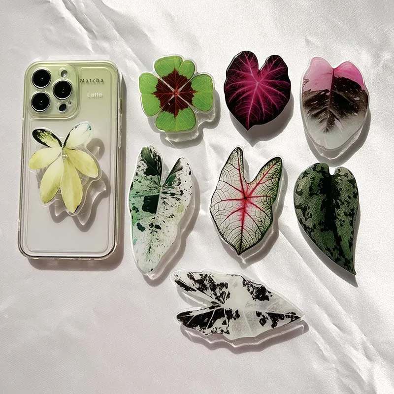 Популярная акриловая телефонная розетка Griptok, складной держатель для мобильного телефона для извлечения, подставка с изображением растений и листьев, розетка для телефона на заказ
