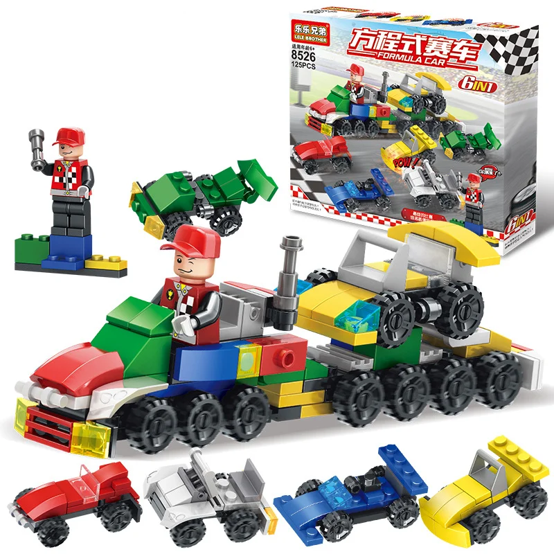 NEW 6-In-1 Mini Formula Car Model Set Build Block Race Cars Brick Mini Car Toys Building Block Set Educational Toys for Children