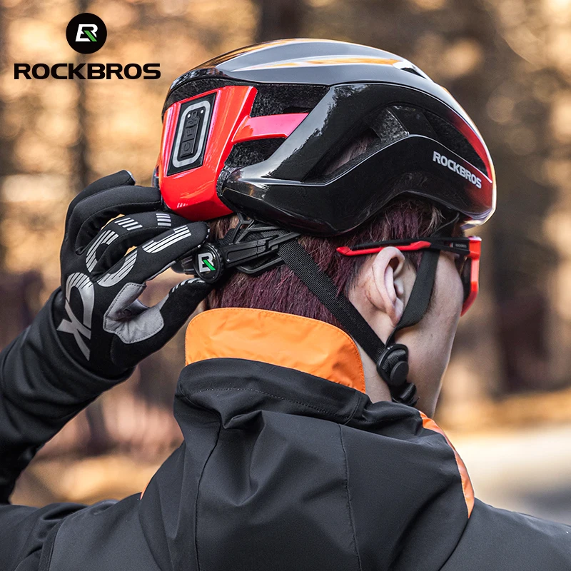 ROCKBROS Bike Cycle Helmets with Led Signal Lights Front and Back Light Rechargeable Safty Warning Bike Back Light Helmet