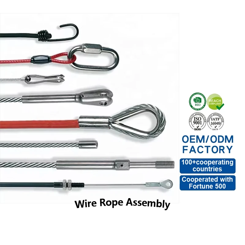 Factory Direct Custom Safety Steel Wire Rope Sling Cable With Swaged End Terminals Eyelet Cable Assembly Galvanized Lifting