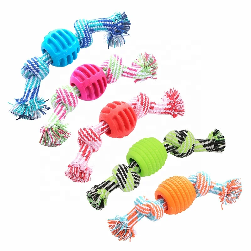 Cotton Rope Double Knot Ball Pet Chew Toy Squeaky Toy with Anti-Bite Teeth  Cleaning Feature Made of Durable Rubber for Dog Use| Alibaba.com