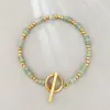 Pulsera de cuentas de ábaco de mausoleo oriental verde natural dorado
