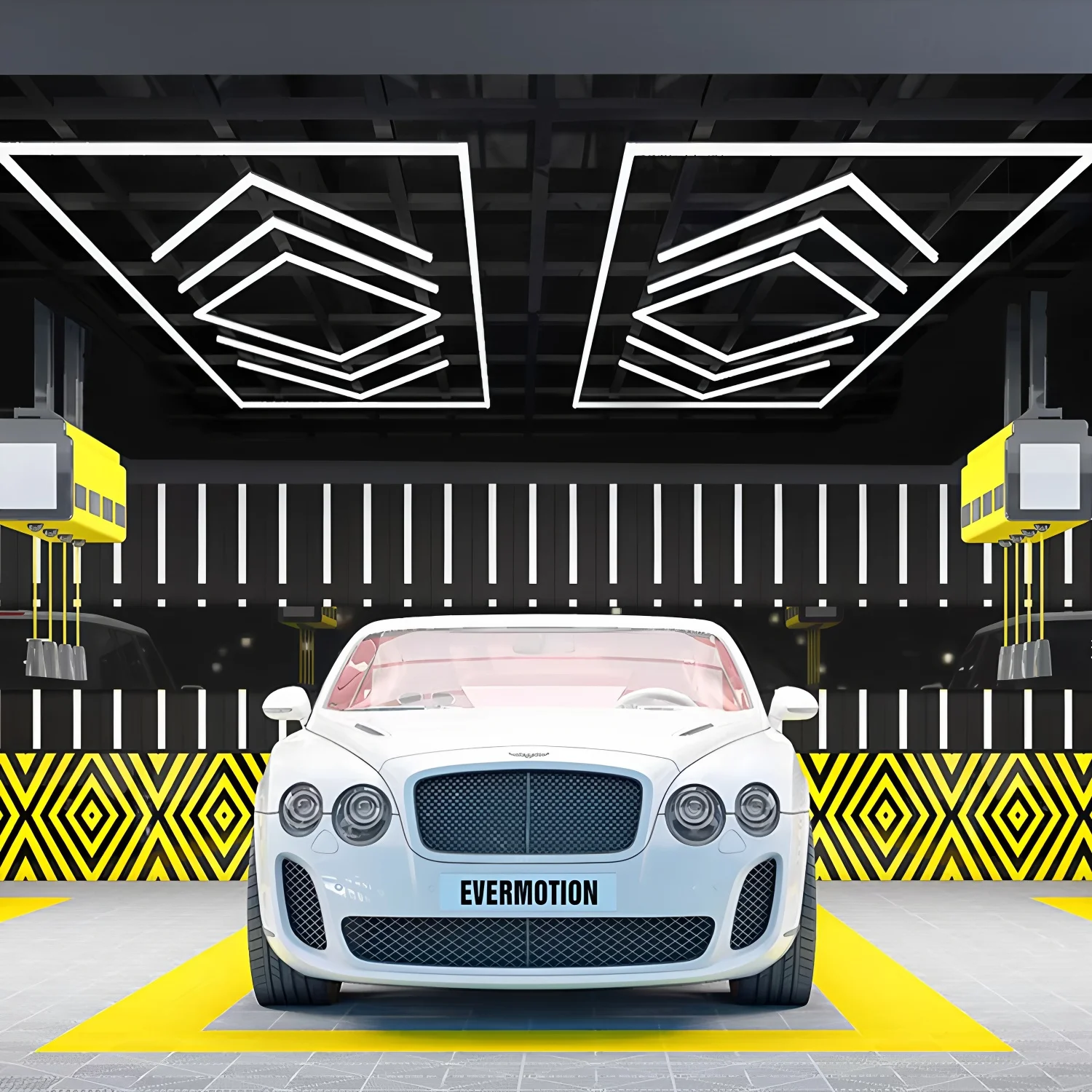 Garajlar, Oto Yıkama ve Detaylandırma İçin Altıgen LED Çalışma Lambası Emici RGB Renk Su Geçirmez Şık Bal Peteği Modeli Tavan Aydınlatması