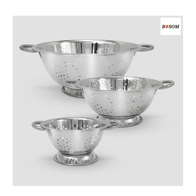 Stainless Steel Fruit Colander Mesh,Strainer With Pudding And Handle