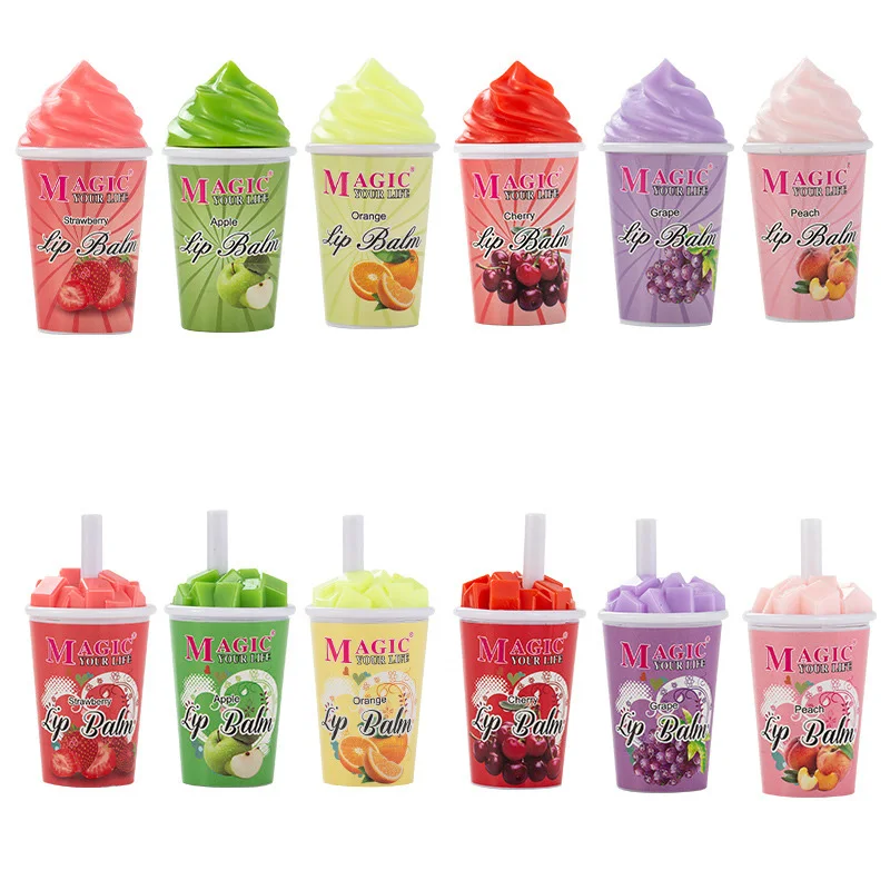 Фруктовый аромат увлажняющий бальзам для губ Уход Макияж мультяшное мороженое