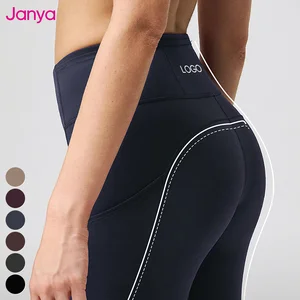 Janya 2026 Multi-Pockets High Support Peach Hip Gym Fitness High Elastic Waist Yoga Leggings for Women with Reflective Stripes