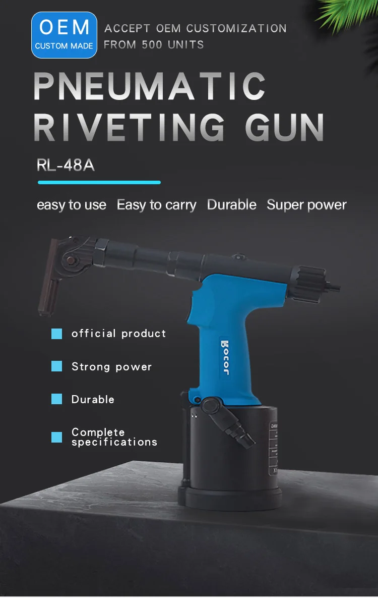 New Pneumatic Air Rivet Gun RL-48A Angled Head Convenient Powerful Pull ...