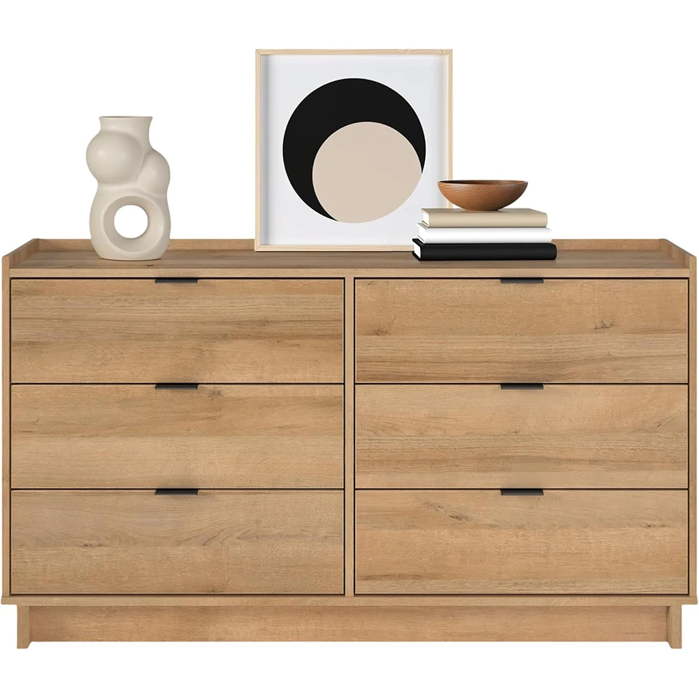 Nu-Deco MH25825 Simply Modern 6-Drawer Double Dresser Bedroom Chest Furniture 52.5 Wide X 16 Deep X 29.5 Tall Wood