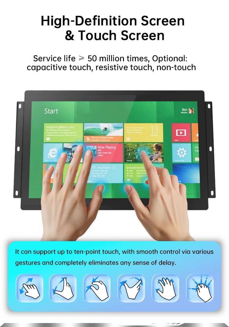 Fanless 15-Inch Industrial Open Frame IP65 Waterproof Touch Panel PC 500/1000 Nits Touch Screen Monitor Camera Module Supported