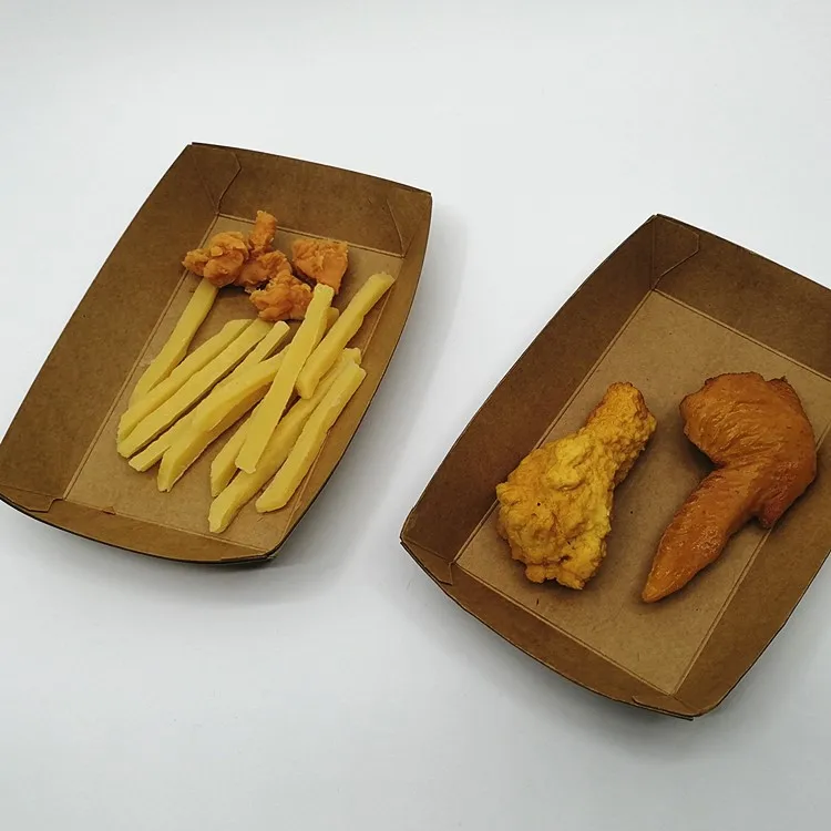 Kraft paper food   tray paper boat for fried fries chicken fast food container