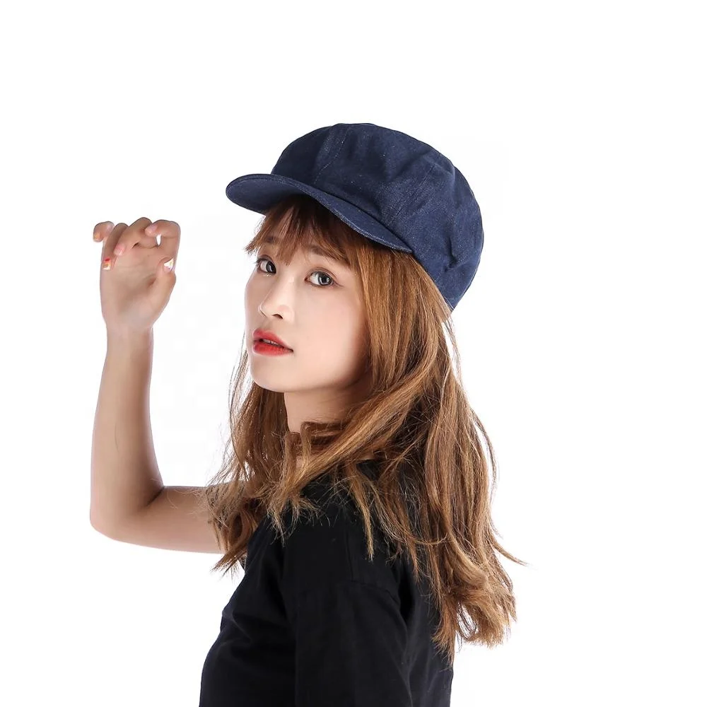 Изготовленный на заказ для взрослых; Цвет Однотонный; Из джинсовой ткани в стиле арт Кепка на осень-зиму, в Корейском стиле, модные джинсовые береты шапки