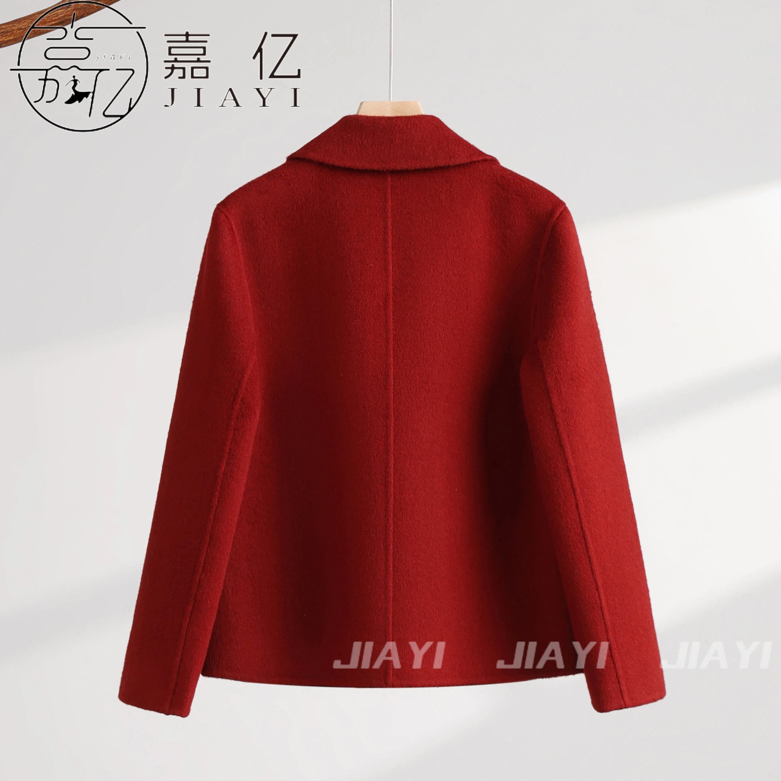 Women's Custom-Made High Quality Winter Wool Coat Long Double-Button Design with Belt Closure Elegant Style Button Decoration