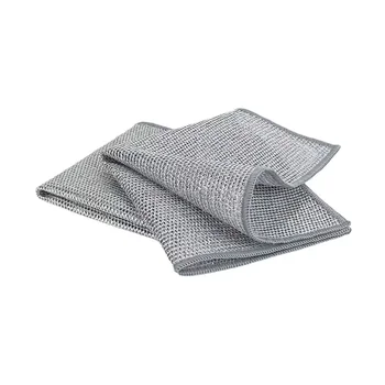 Double Layer Non Scratch Wire Dishcloth Steel Scrubber Dishwashing Cloth Metal Wire Dishwashing Rag Wire Cleaning Cloths