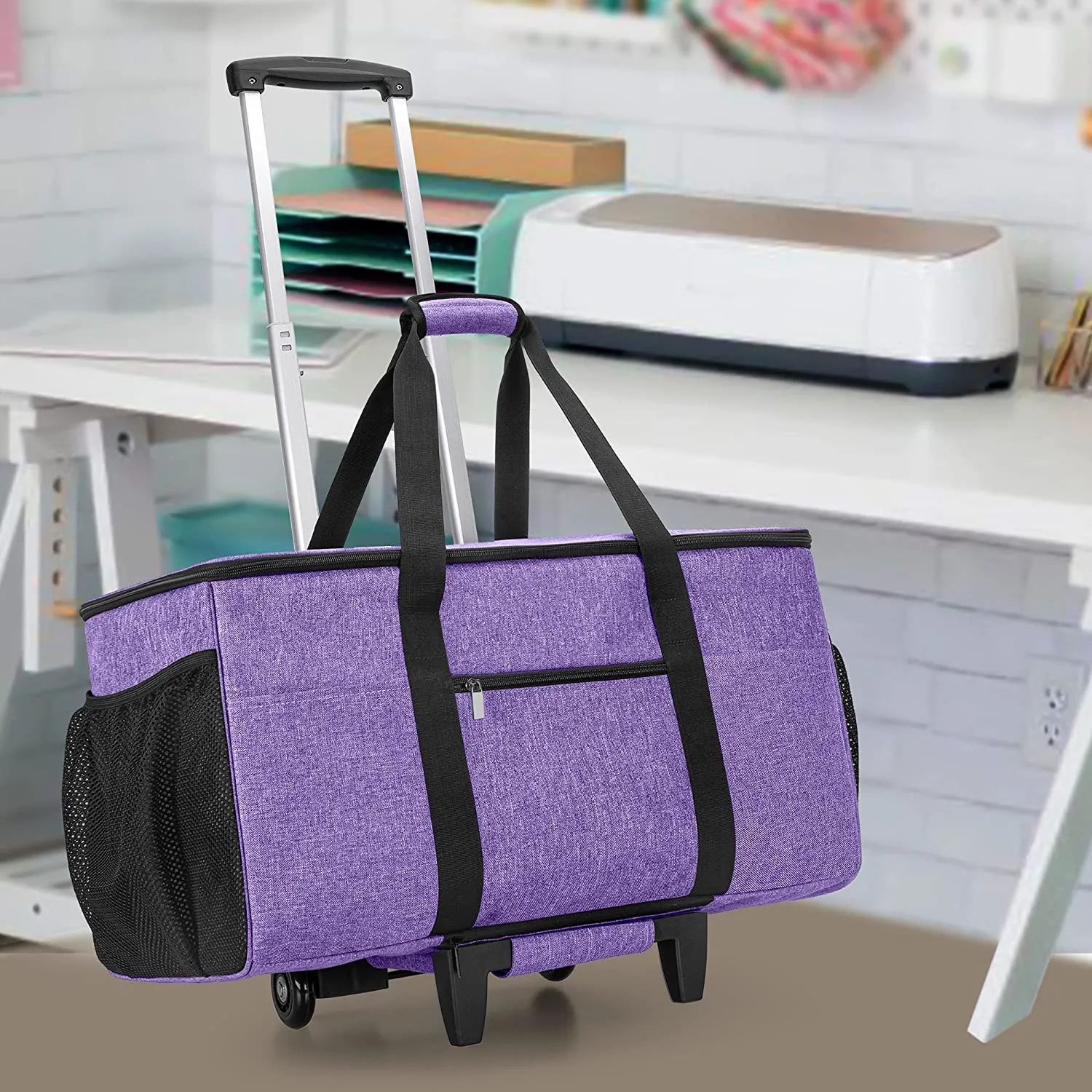 Die-Cut Machine Carrying Case with Wheels carry-on travel bag case purple  cricut machine bag