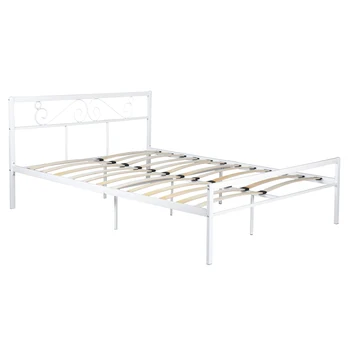 Hot Sales Metal White Bed Frame Queen Size with Headboard and Footboard Metal Platform Frames No Box Spring Needed