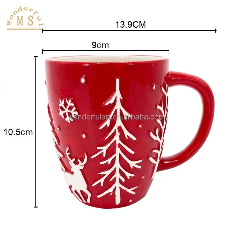 1.5L New Arrival Embossed Christmas Decoration Kitchen Tea Sets Kettle Juice Pitcher Tea Mugs Milk Jug  Coffee Mug for tabletop