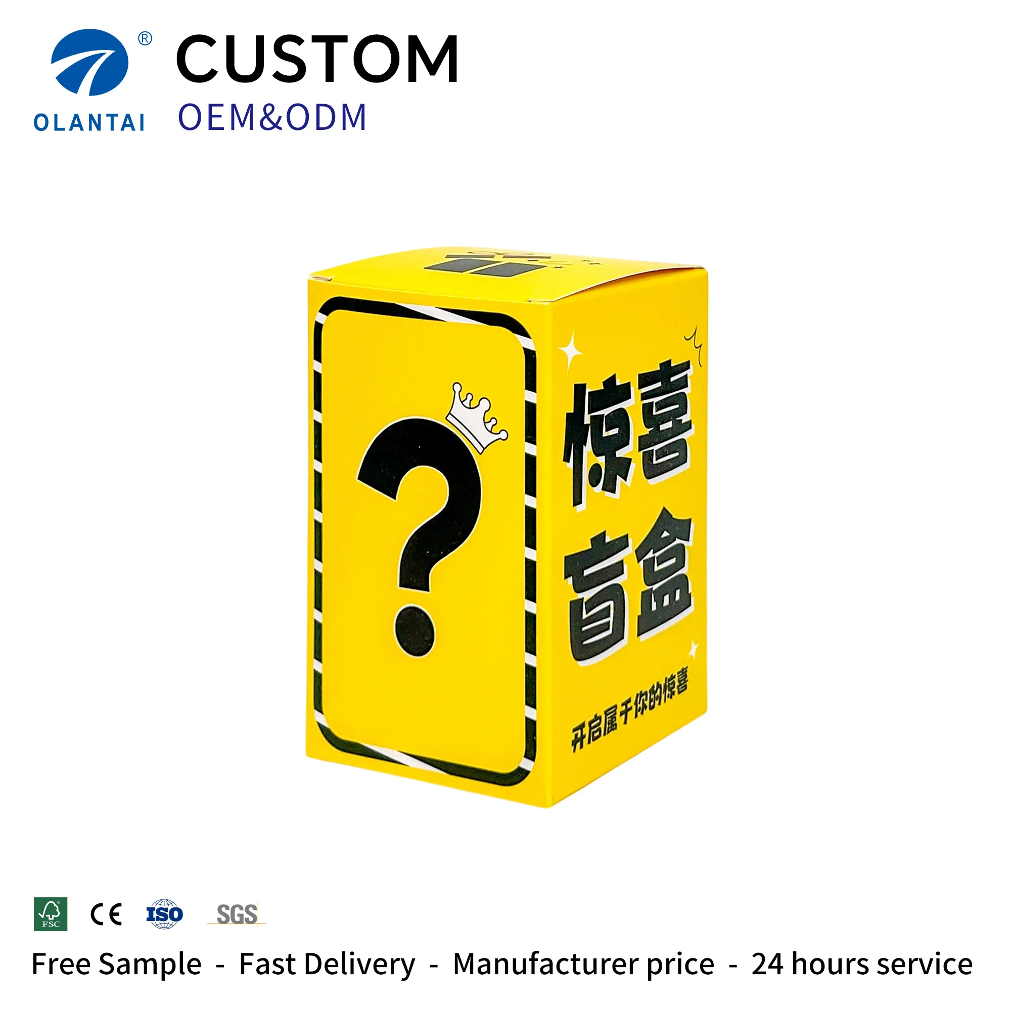 Custom Reusable Tag Packaging Luxury Eco-Friendly Kraft Gift Crafted Mystery Box with Four Color Markings
